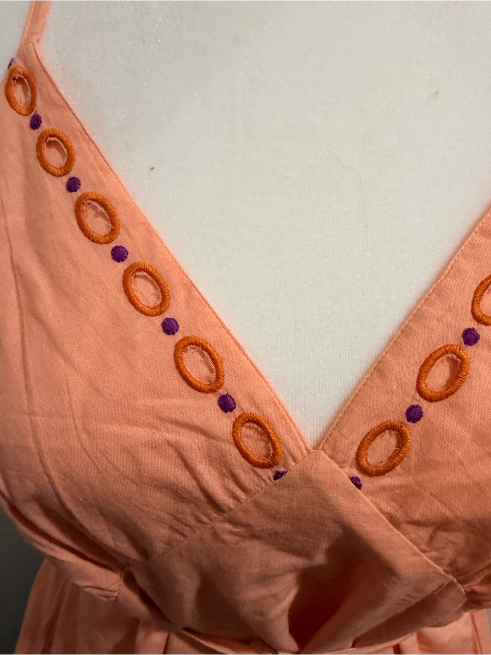 FARM Rio Peach Embroidered Tiered Midi Dress - Picture 4 of 11
